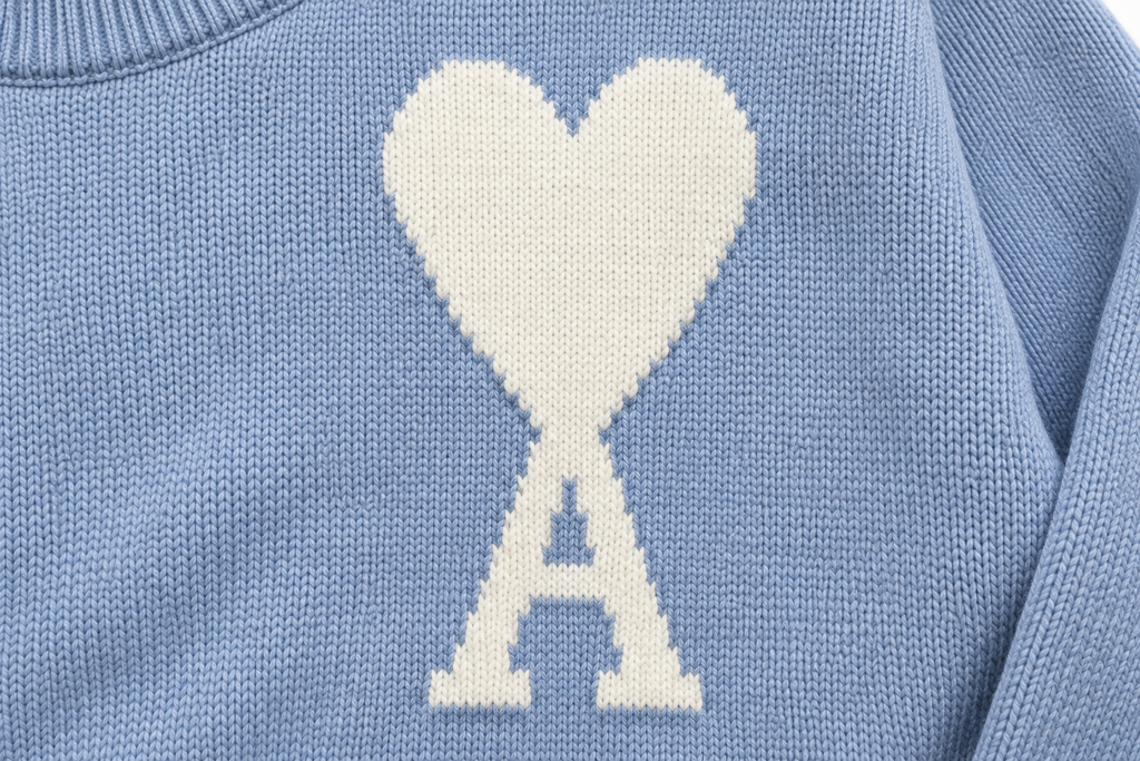 Pull AMI Paris – Ami de Coeur Bleu Clair