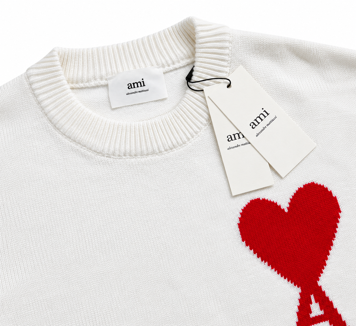 Pull AMI Paris – Ami de Coeur Blanc